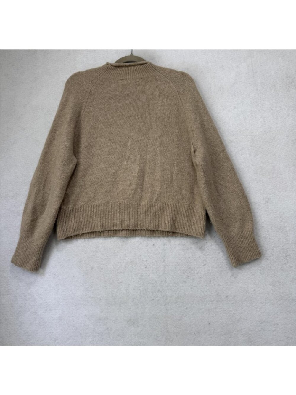 J Crew Sweater Womens Small Beige Mock Neck Alpaca Wool Raglan Knit Pullover - Picture 7 of 8
